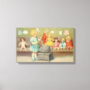 Dolly Wäsche Girl Vintag Playing Puppen Niedlich Leinwanddruck