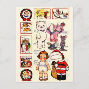 DollyDingle Kitty Papierpuppen Vintage Weihnachten