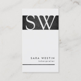 Dolmetscher Special Skills Monogram Black Damask Visitenkarte