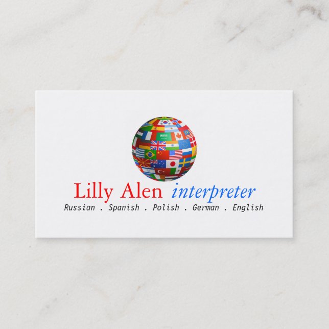 Dolmetscher Translator Business Card Visitenkarte (Vorderseite)