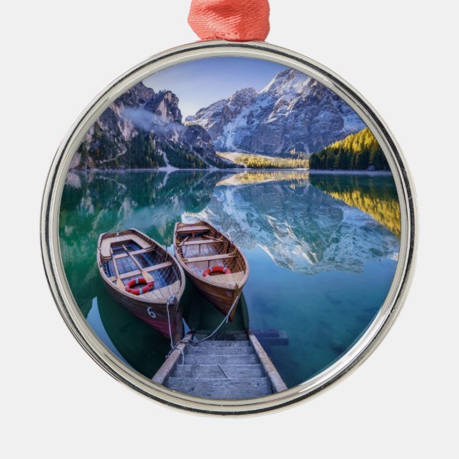 Dolomit-Alpen des Braies See-|, Italien Ornament Aus Metall (Vorne)