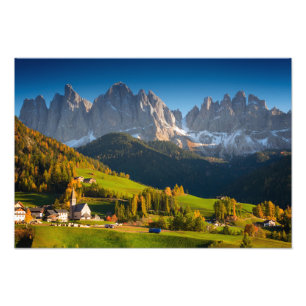 Dolomitdorf im Fall-Fotodruck Fotodruck