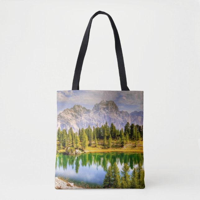 Dolomite Mountains and Lake Stunning Landscape Tasche (Vorderseite)