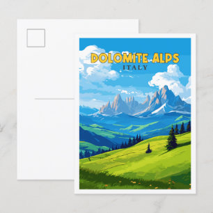 Dolomiten Alpen Italien Vintage Illustration Postkarte