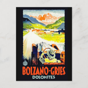Dolomiten, Auto auf der Straße, Italien. Vintage R Postkarte