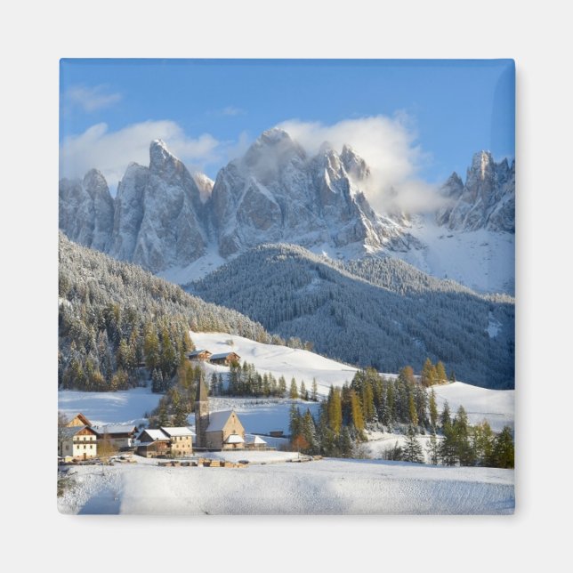 Dolomiten Dorf im Winter Magnet (Vorne)