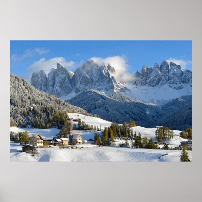 Dolomiten-Dorf im Winterposter Poster (Vorne)