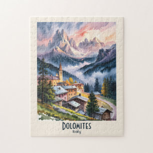 Dolomiten Italien Alpen Berglandschaft Aquarell