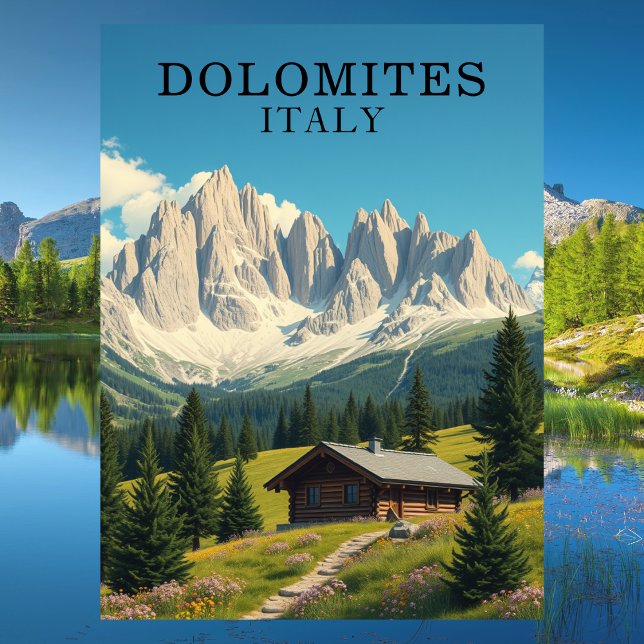 Dolomiten Italien Illustration Reisen Postkarte (Dolomites Italy Illustration Travel Postcard
)