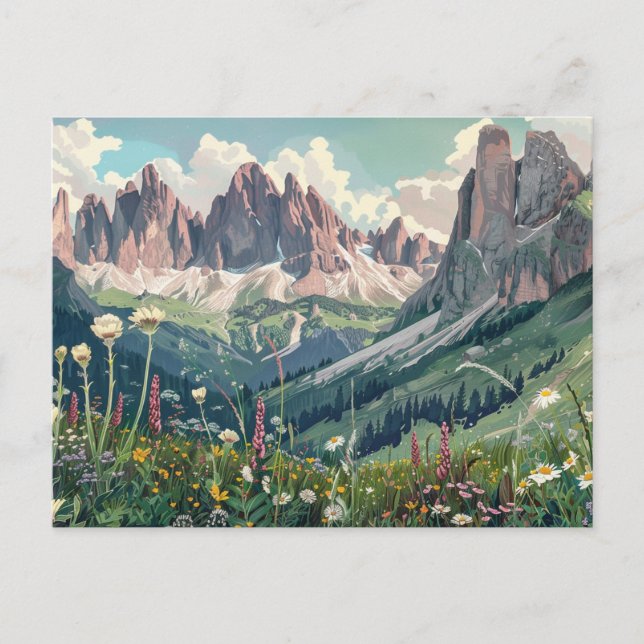Dolomiten, Italien Retro Travel Postkarte (Vorderseite)