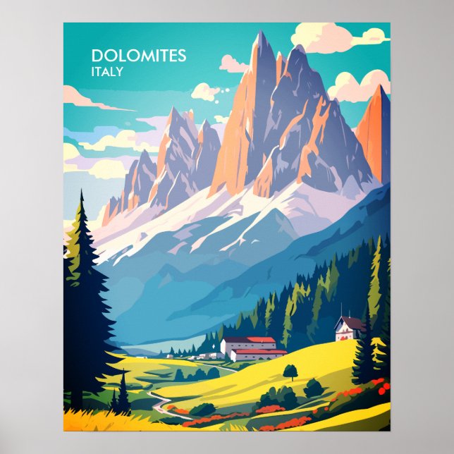 Dolomiten Italien Vintage Reise Poster (Vorne)