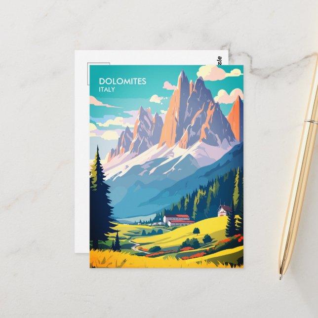 Dolomiten Italien Vintage Reise Postkarte (Vorderseite/Rückseite Beispiel)