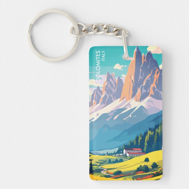Dolomiten Italien Vintage Reise Schlüsselanhänger (Vorderseite)