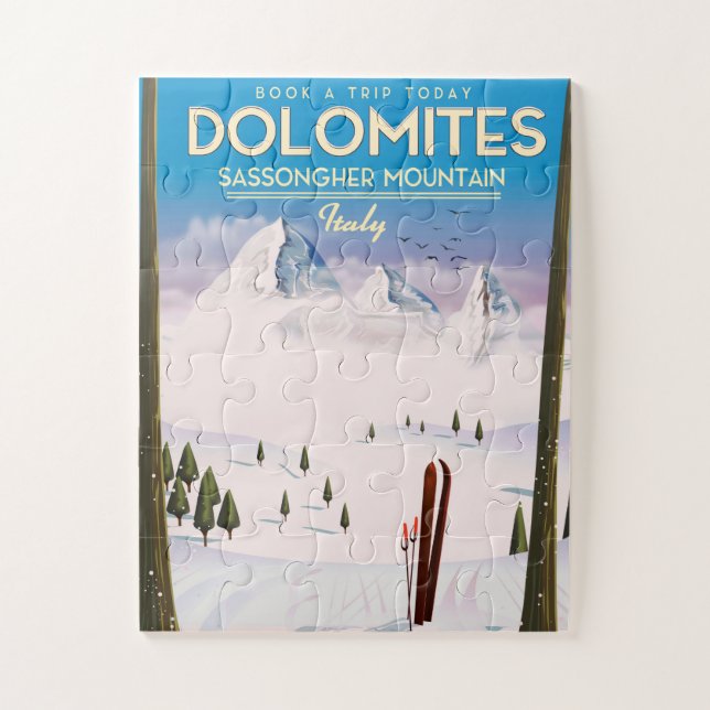 Dolomiten Sassongher Berg Italien Reiseplakat (Vertikal)