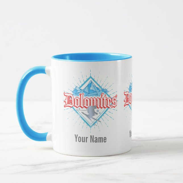 Dolomiten Südtirol Retro Skier Vintager Ski Tasse (Links)