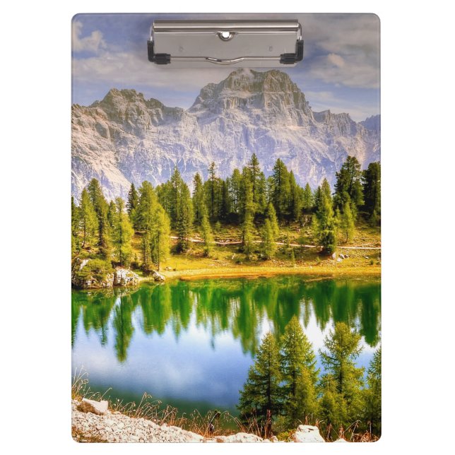 Dolomiten und Atemberaubender See Landschaft Klemmbrett (Vorderseite)