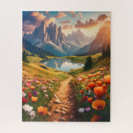 Dolomiten Vintag-Style Reiseplakat mit See