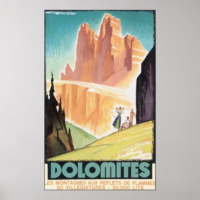 Dolomites Vintage Travel Poster (Vorne)