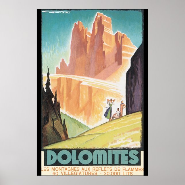 Dolomites Vintage Travel Poster (Vorne)