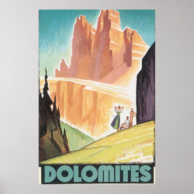 Dolomites Vintage Travel Poster (Vorne)