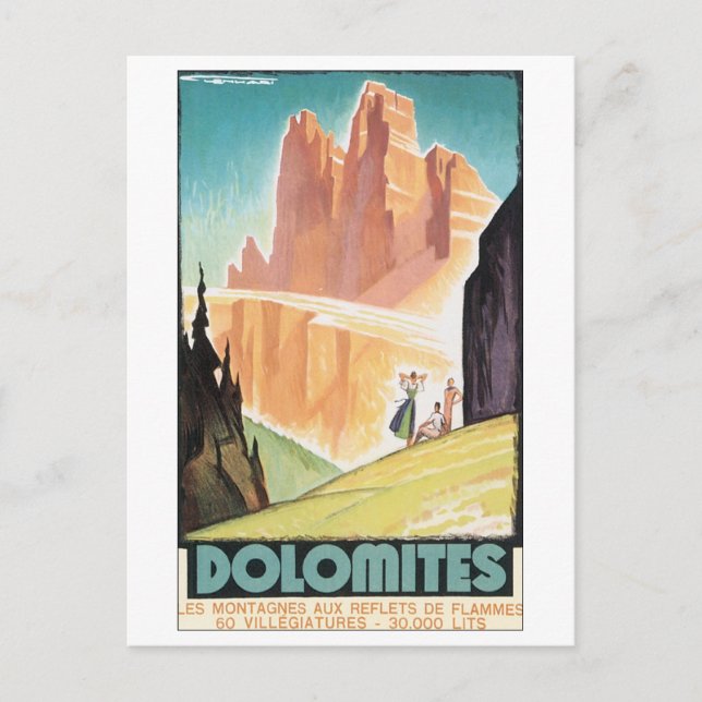 Dolomites Vintage Travel Poster Postkarte (Vorderseite)
