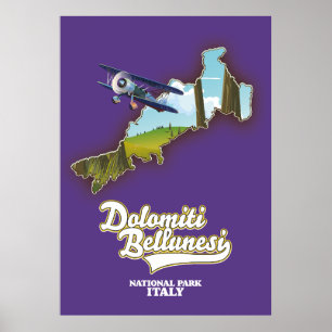 Dolomiti Bellunesi Italien Nationalpark Karte Poster