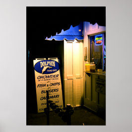Dolphin-Abfahrt bei Nacht in Santa Cruz Poster