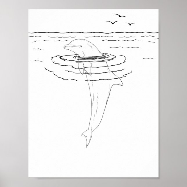 Dolphin Adult Coloring Poster (Vorne)