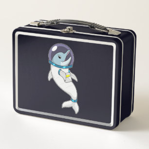 Dolphin als Astronaut in Kostüm Metall Brotdose