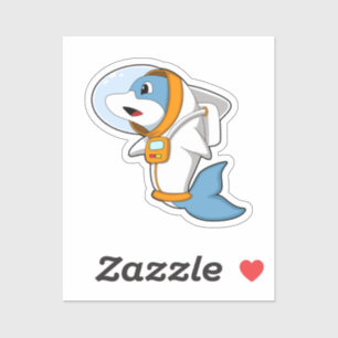 Dolphin als Astronaut mit Kostüm Aufkleber