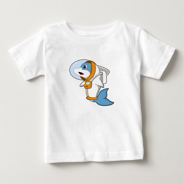 Dolphin als Astronaut mit Kostüm Baby T-shirt (Vorderseite)