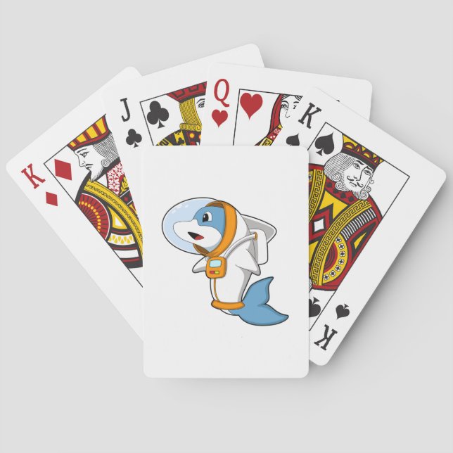 Dolphin als Astronaut mit Kostüm Spielkarten (Rückseite)