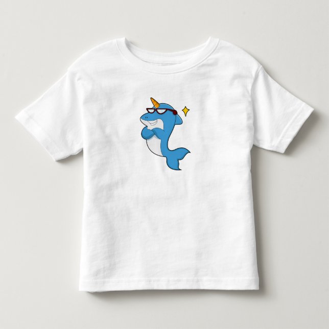 Dolphin als Einhorn mit Brille.PNG Kleinkind T-shirt (Vorderseite)