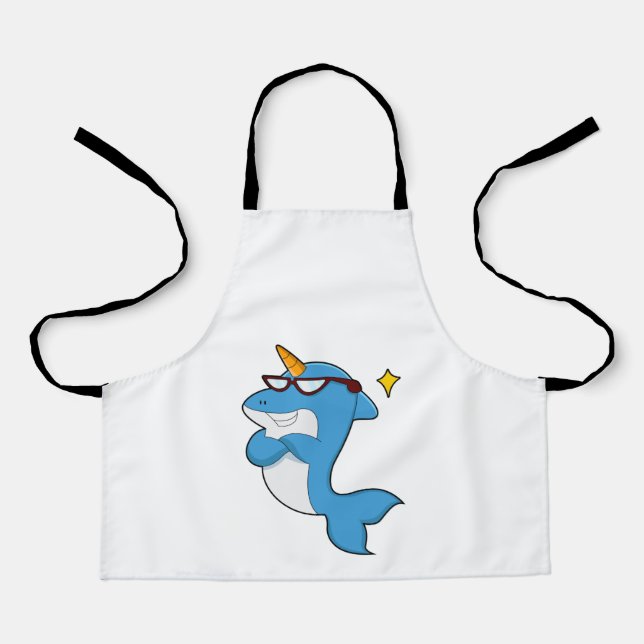 Dolphin als Einhorn mit Brille.PNG Schürze (Vorderseite)