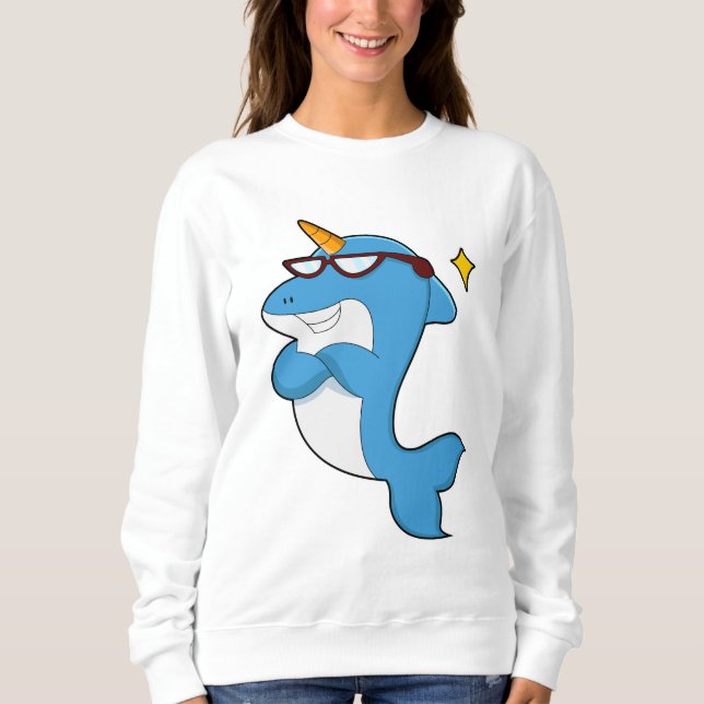 Dolphin als Einhorn mit Brille.PNG Sweatshirt (Vorderseite)