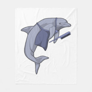 Dolphin als Friseur mit Kamm Fleecedecke
