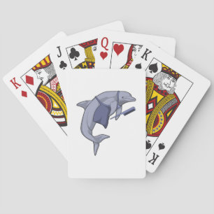 Dolphin als Friseur mit Kamm Spielkarten