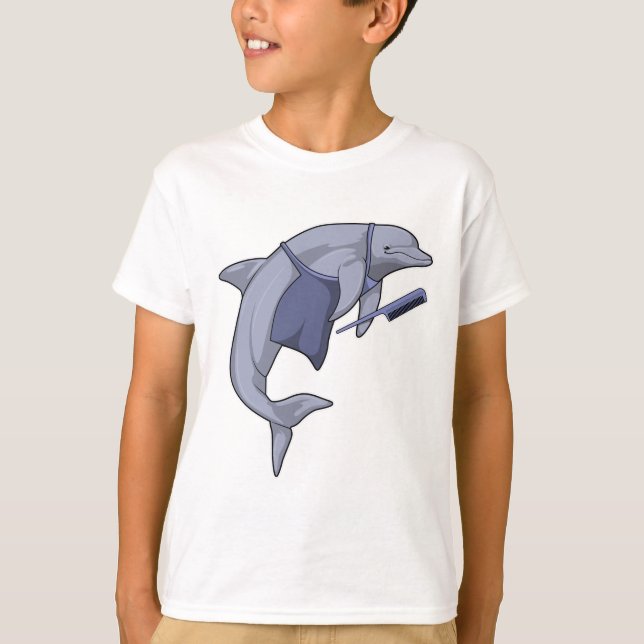 Dolphin als Friseur mit Kamm T-Shirt (Vorderseite)