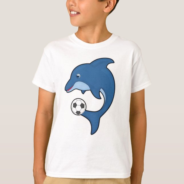 Dolphin als Fußballspieler mit Fußball T-Shirt (Vorderseite)