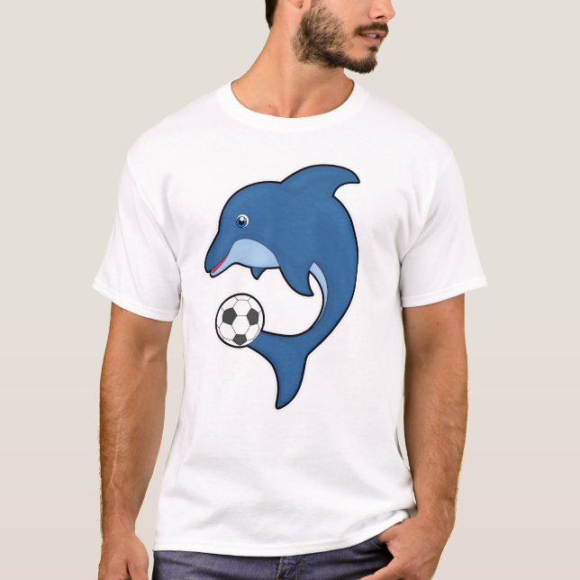 Dolphin als Fußballspieler mit Fußball T-Shirt (Vorderseite)