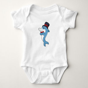 Dolphin als Gentleman mit Hat Baby Strampler