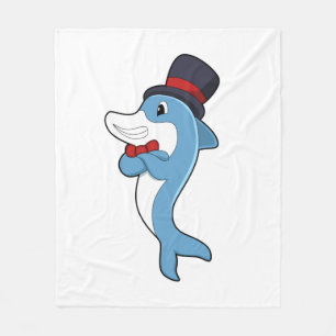 Dolphin als Gentleman mit Hat Fleecedecke