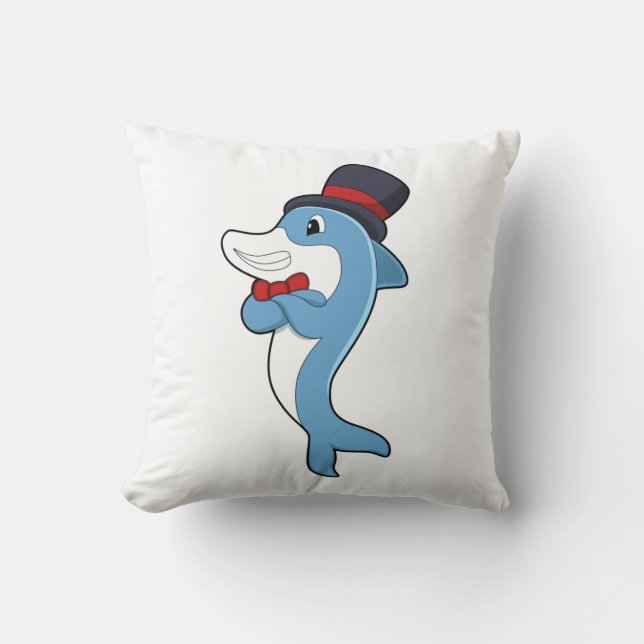 Dolphin als Gentleman mit Hat Kissen (Vorderseite)