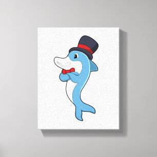 Dolphin als Gentleman mit Hat Leinwanddruck