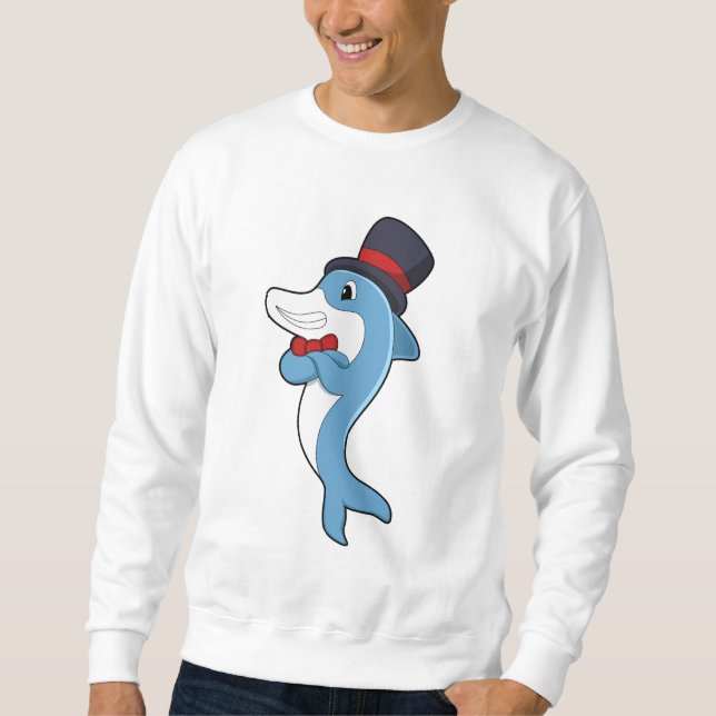 Dolphin als Gentleman mit Hat Sweatshirt (Vorderseite)
