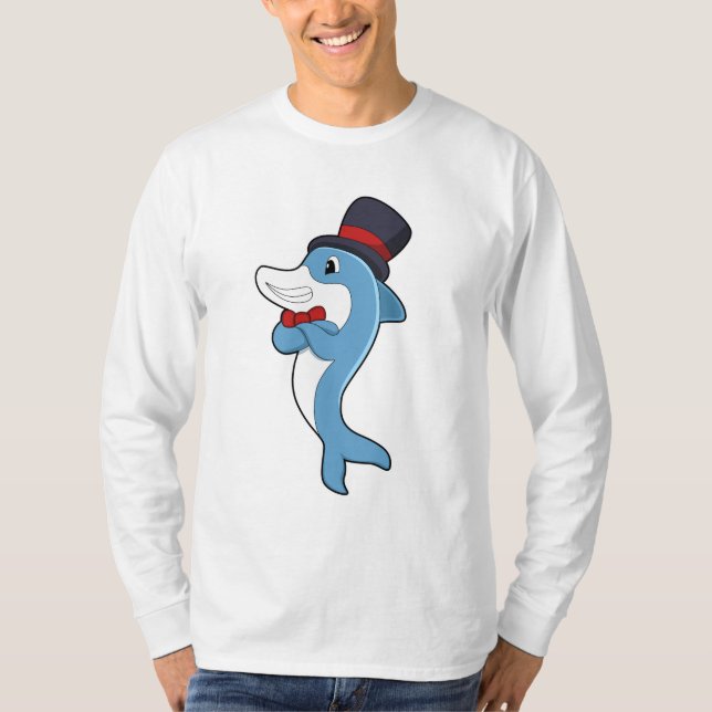 Dolphin als Gentleman mit Hat T-Shirt (Vorderseite)