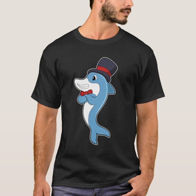 Dolphin als Gentleman mit Hat T-Shirt (Vorderseite)