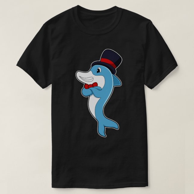 Dolphin als Gentleman mit Hat T-Shirt (Design vorne)