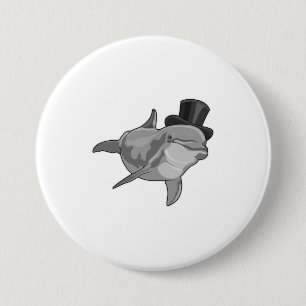 Dolphin als Gentleman mit Top Hut Button