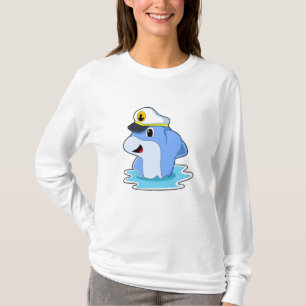 Dolphin als Kapitän mit Hut T-Shirt